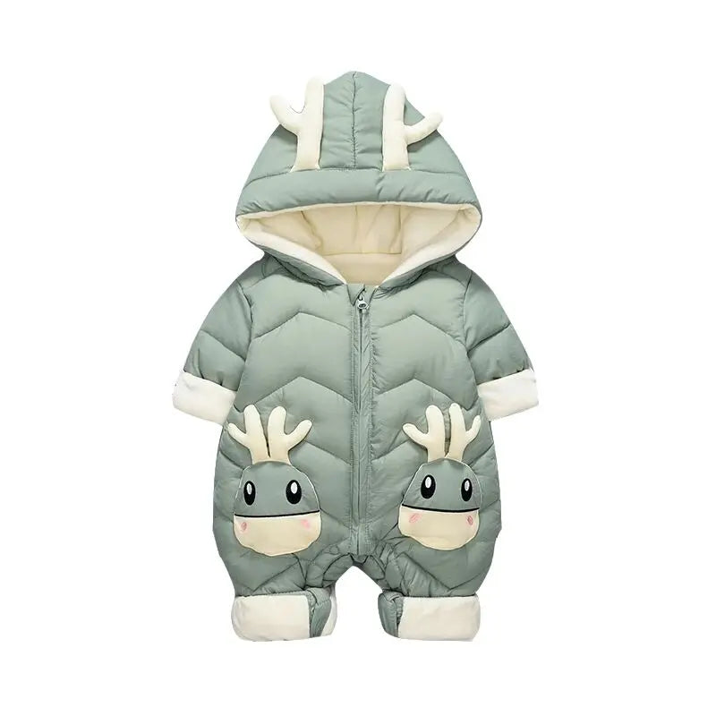 2025 Baby Winter Snowsuit plus Velvet Thick Baby Boys Jumpsuit 0-2 Years Newborn Romper Baby Girls Overalls Toddler Coat