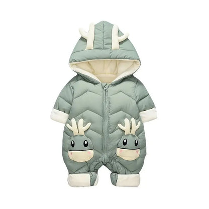 2025 Baby Winter Snowsuit plus Velvet Thick Baby Boys Jumpsuit 0-2 Years Newborn Romper Baby Girls Overalls Toddler Coat