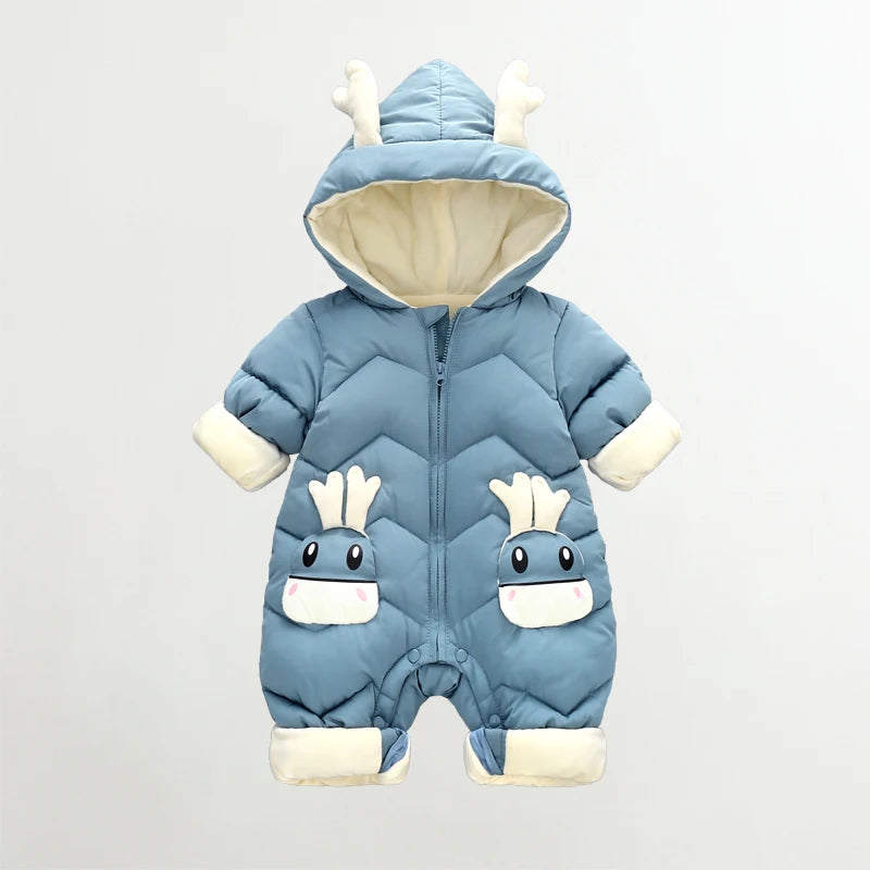 2025 Baby Winter Snowsuit plus Velvet Thick Baby Boys Jumpsuit 0-2 Years Newborn Romper Baby Girls Overalls Toddler Coat